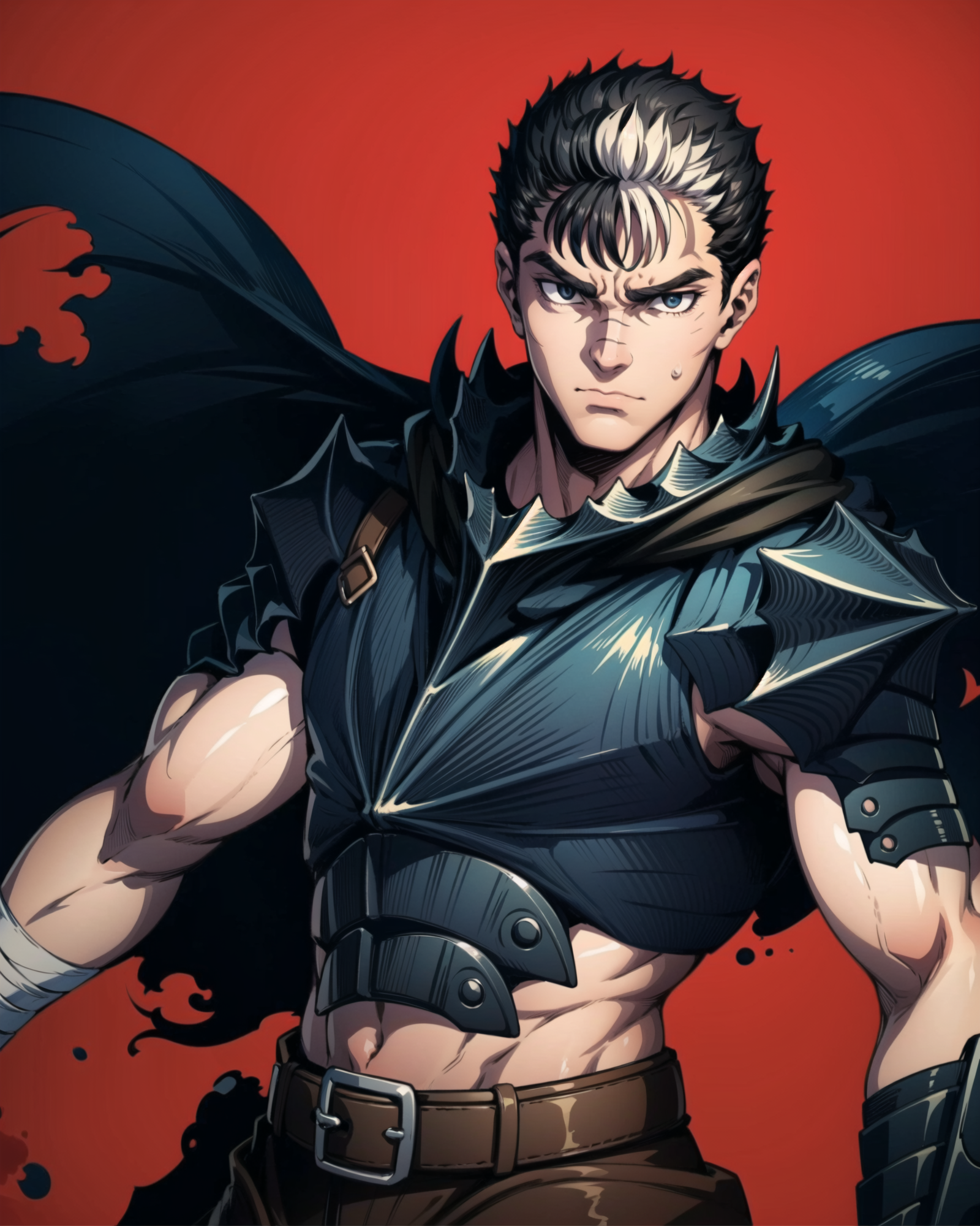 00258-2167951150-, cowboy shot, solo, male focus, 1boy, guts _(berserk_), muscular male, scar on face, serious, closed mouth, looking at viewer,.png